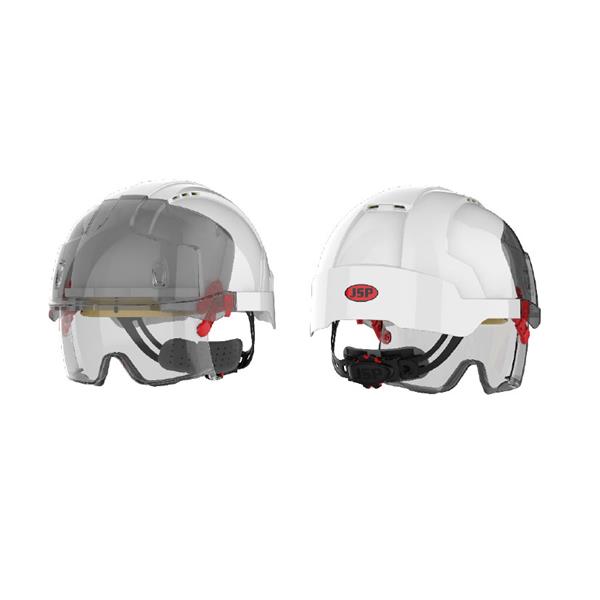 CASCO EVO® VISTAlenS AMB170-005-F00 Visera Micro Ajuste Rueda Ventilado Blanco/frente Gris ahumado con cubregafa integrada calificación KN
