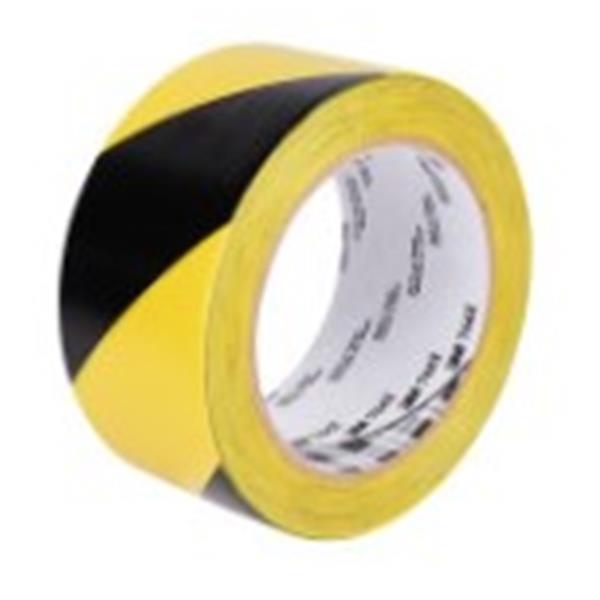 CINTA VINILO CON FRANJA DE SEGURIDAD AMAR/NEGRO 3M 766IAN50 50mm.X33m
