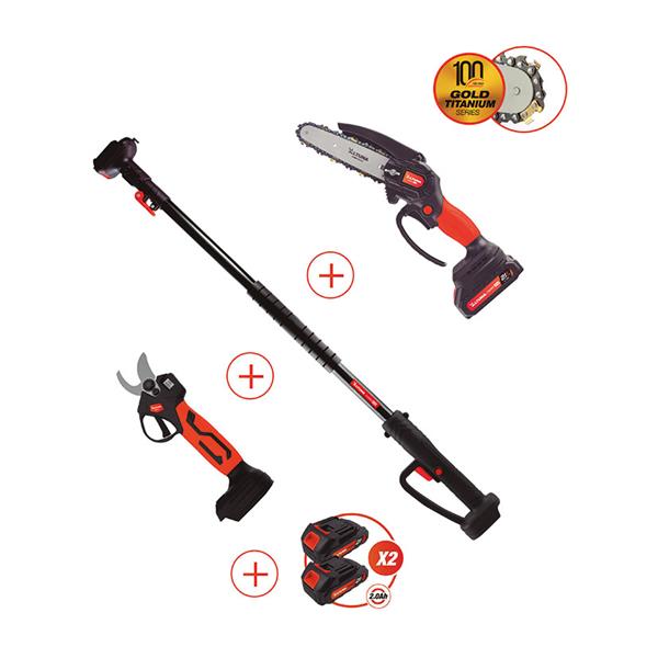 Kit minisierra + tijera 2 baterias 2.0ah + pertiga