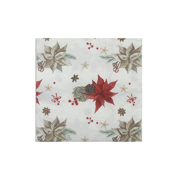 20 servilletas 3V. Winter Rose. 33x33 cm.(Min. 12 unidades)