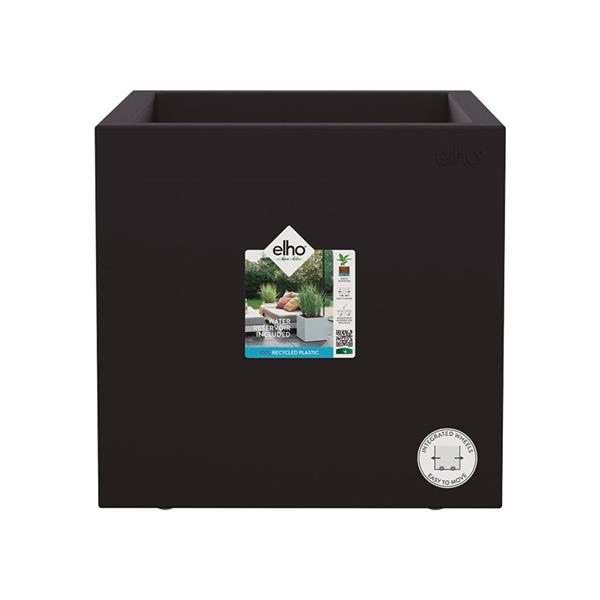 Maceta resina cubo 40 cm. Negro.