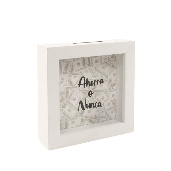 HUCHA DE MADERA AHORRA O NUNCA