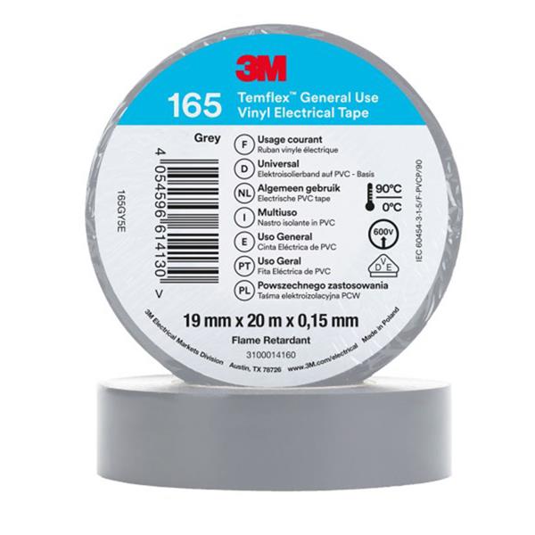 CINTA AISLANTE TEMFLEX. 19MMX20M. GRIS