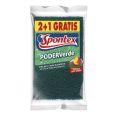 Estropajo fibra verde, jgo. 3 unidades